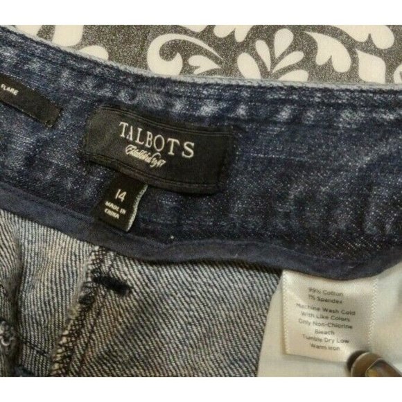 Talbots Womens Denim Jeans Size 14 Blue Stretch Flare Leg High Rise Relaxed Fit - Picture 3 of 6